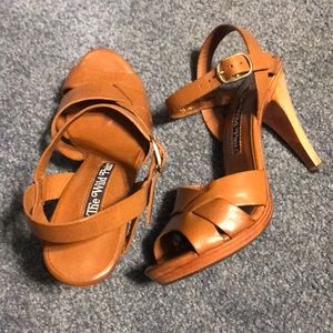 Vintage leather strappy heels